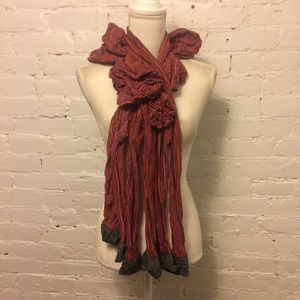 NWT Moloko wavy fringe scarf red o/s